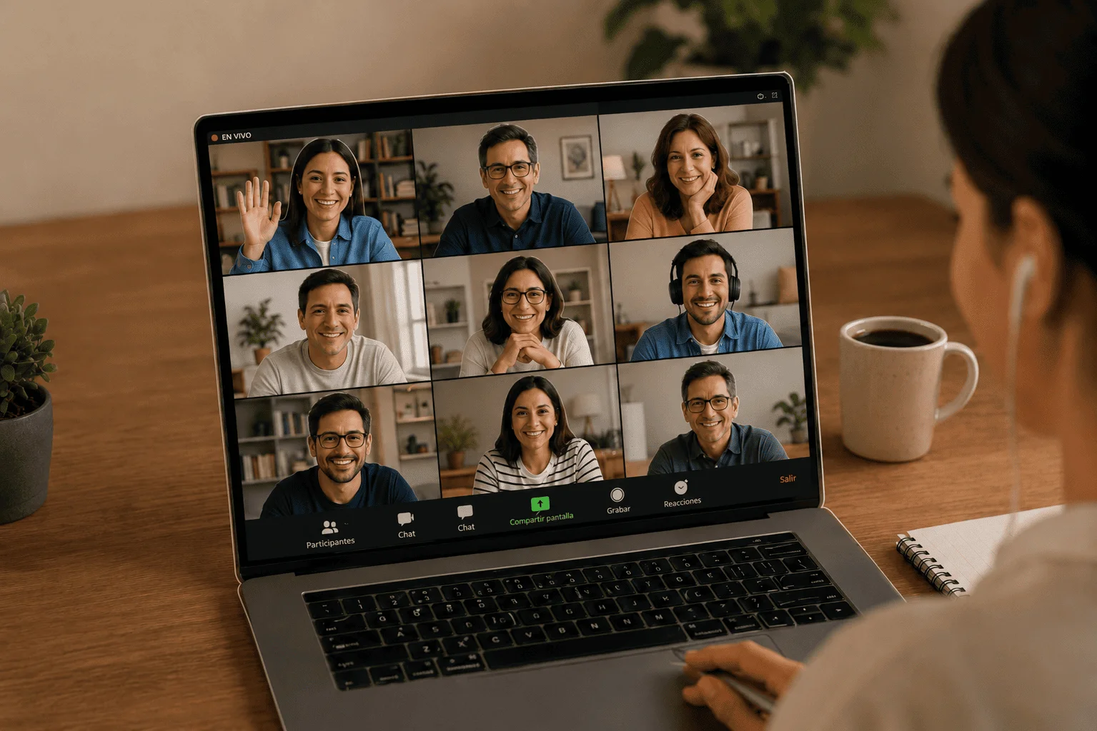 Persona trabajando en su computador con apoyo de herramientas de inteligencia artificial